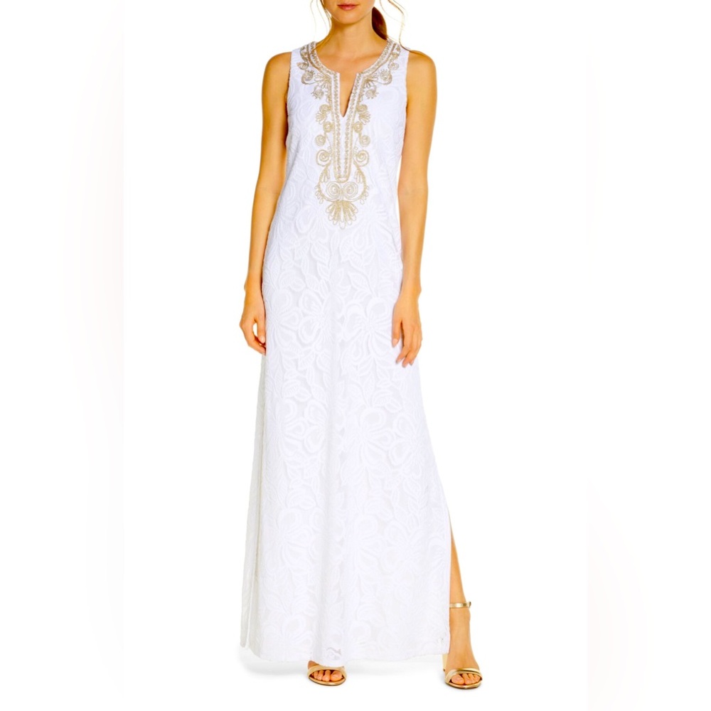 Lilly Pulitzer White Carlotta Maxi Long Dress Size 10 $248